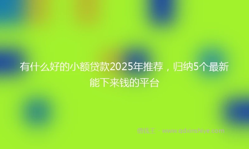 有什么好的小额贷款2025年推荐，归纳5个最新能下来钱的平台
