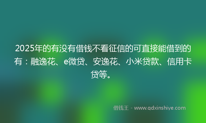 2025年的有没有借钱不看征信的可直接能借到的有：融逸花、e微贷、安逸花、小米贷款、信用卡贷等。