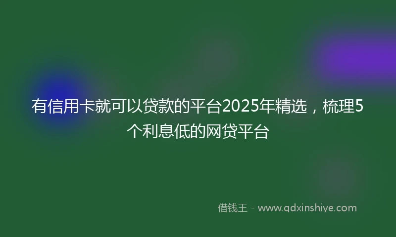 有信用卡就可以贷款的平台2025年精选，梳理5个利息低的网贷平台