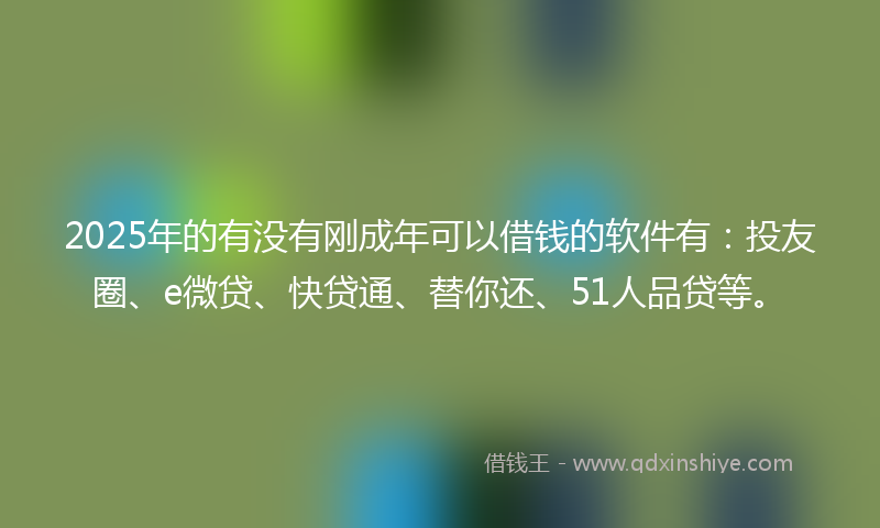 2025年的有没有刚成年可以借钱的软件有：投友圈、e微贷、快贷通、替你还、51人品贷等。
