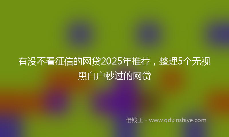 有没不看征信的网贷2025年推荐，整理5个无视黑白户秒过的网贷