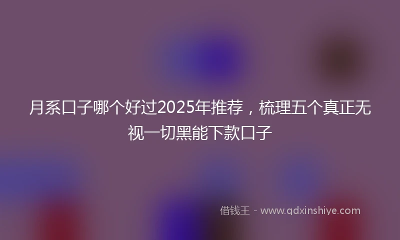 月系口子哪个好过2025年推荐，梳理五个真正无视一切黑能下款口子