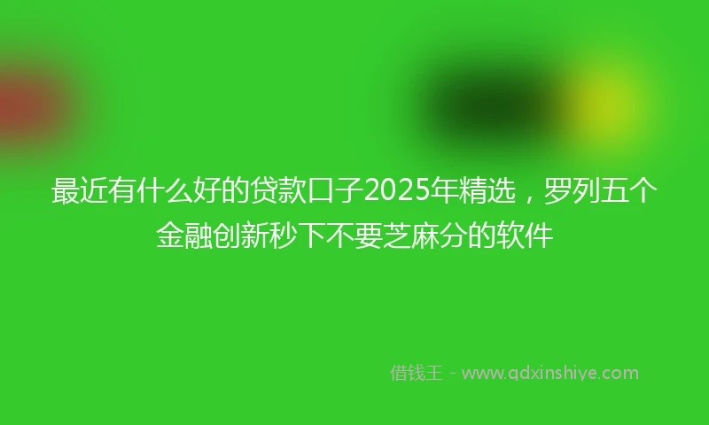 最近有什么好的贷款口子2025年精选,罗列五个金融创新秒下不要芝麻分的软件