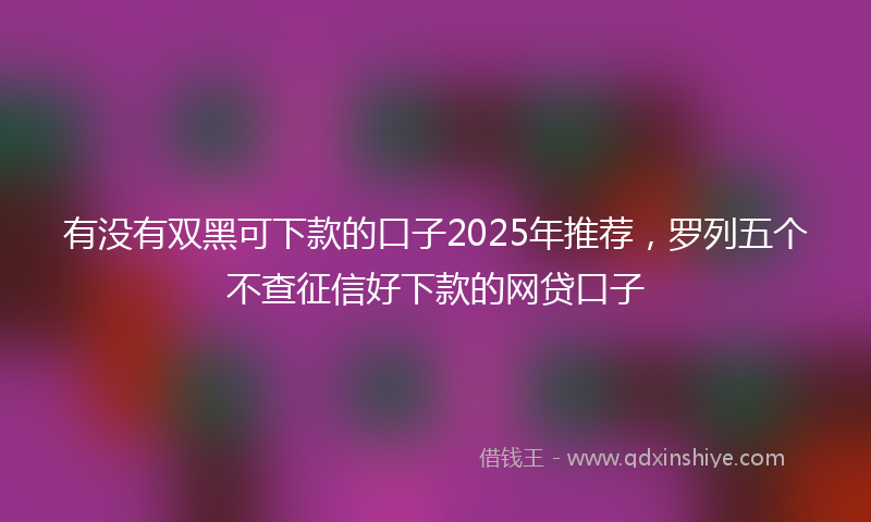 有没有双黑可下款的口子2025年推荐，罗列五个不查征信好下款的网贷口子