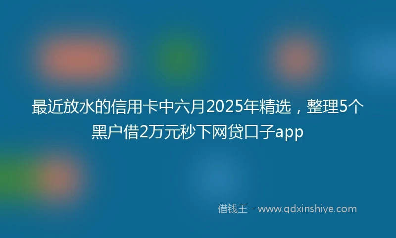 最近放水的信用卡中六月2025年精选，整理5个黑户借2万元秒下网贷口子app