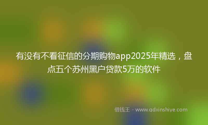 有没有不看征信的分期购物app2025年精选，盘点五个苏州黑户贷款5万的软件
