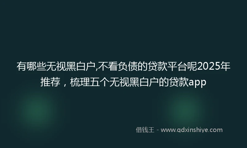有哪些无视黑白户,不看负债的贷款平台呢2025年推荐，梳理五个无视黑白户的贷款app