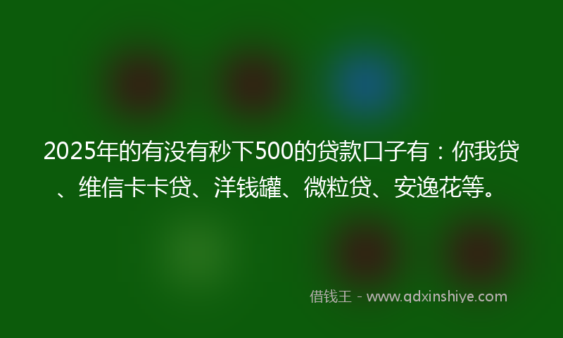 2025年的有没有秒下500的贷款口子有：你我贷、维信卡卡贷、洋钱罐、微粒贷、安逸花等。