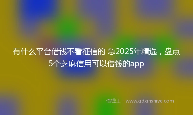 有什么平台借钱不看征信的 急2025年精选，盘点5个芝麻信用可以借钱的app