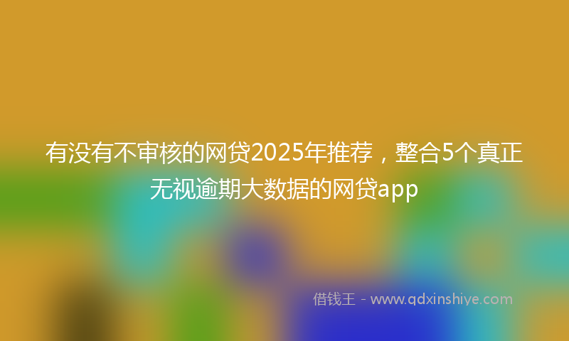 有没有不审核的网贷2025年推荐，整合5个真正无视逾期大数据的网贷app