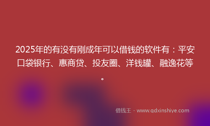 2025年的有没有刚成年可以借钱的软件有：平安口袋银行、惠商贷、投友圈、洋钱罐、融逸花等。