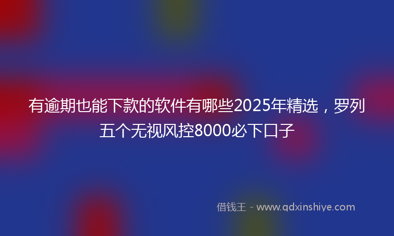 有逾期也能下款的软件有哪些2025年精选，罗列五个无视风控8000必下口子