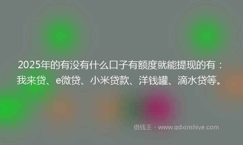 2025年的有没有什么口子有额度就能提现的有：我来贷、e微贷、小米贷款、洋钱罐、滴水贷等。