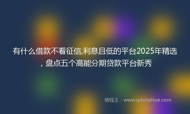 有什么借款不看征信,利息且低的平台2025年精选，盘点五个高能分期贷款平台新秀