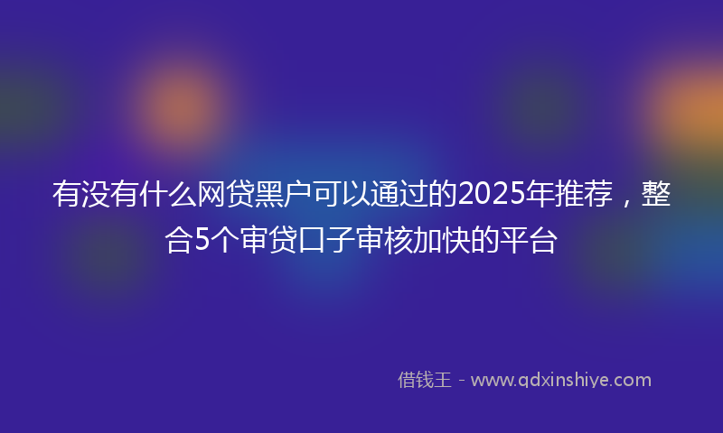 有没有什么网贷黑户可以通过的2025年推荐，整合5个审贷口子审核加快的平台
