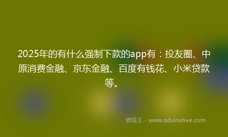 2025年的有什么强制下款的app有：投友圈、中原消费金融、京东金融、百度有钱花、小米贷款等。