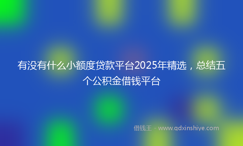 有没有什么小额度贷款平台2025年精选，总结五个公积金借钱平台