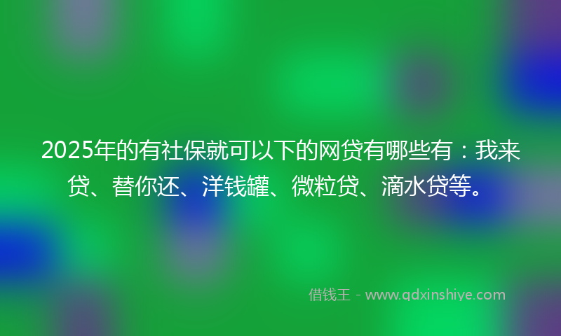 2025年的有社保就可以下的网贷有哪些有：我来贷、替你还、洋钱罐、微粒贷、滴水贷等。