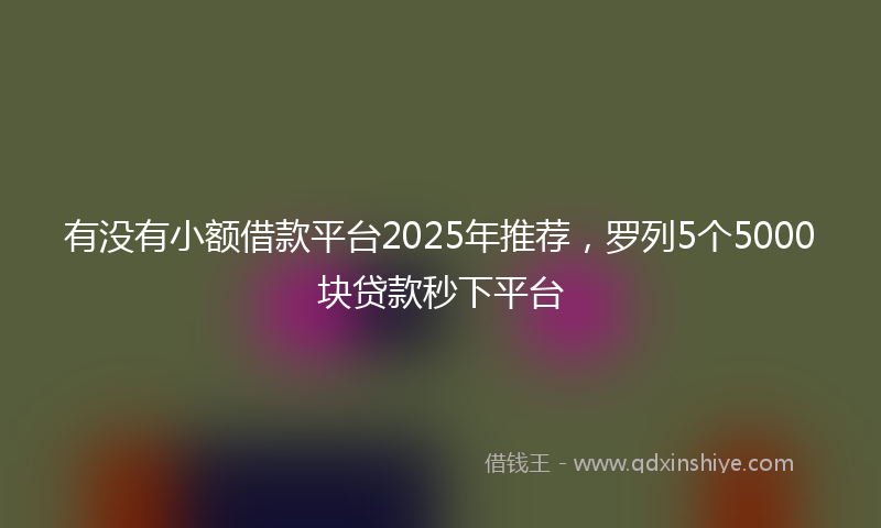 有没有小额借款平台2025年推荐，罗列5个5000块贷款秒下平台