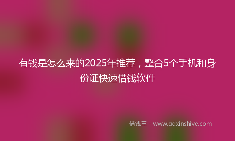 有钱是怎么来的2025年推荐，整合5个手机和身份证快速借钱软件