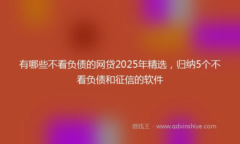 有哪些不看负债的网贷2025年精选，归纳5个不看负债和征信的软件