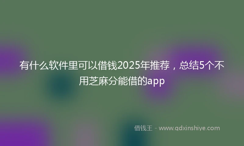 有什么软件里可以借钱2025年推荐，总结5个不用芝麻分能借的app