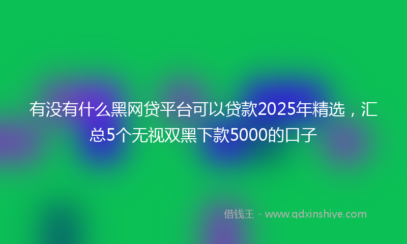 有没有什么黑网贷平台可以贷款2025年精选，汇总5个无视双黑下款5000的口子