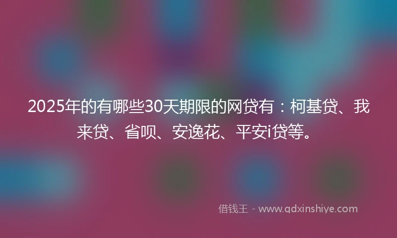 2025年的有哪些30天期限的网贷有：柯基贷、我来贷、省呗、安逸花、平安i贷等。