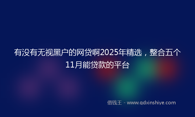 有没有无视黑户的网贷啊2025年精选，整合五个11月能贷款的平台