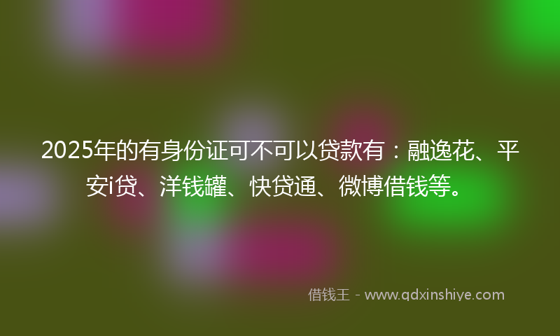 2025年的有身份证可不可以贷款有：融逸花、平安i贷、洋钱罐、快贷通、微博借钱等。