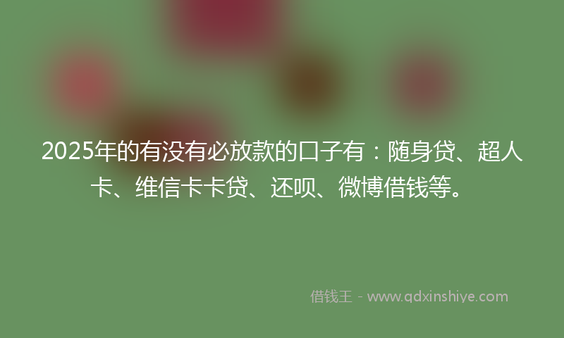 2025年的有没有必放款的口子有：随身贷、超人卡、维信卡卡贷、还呗、微博借钱等。