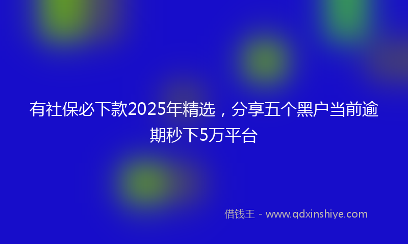 有社保必下款2025年精选，分享五个黑户当前逾期秒下5万平台