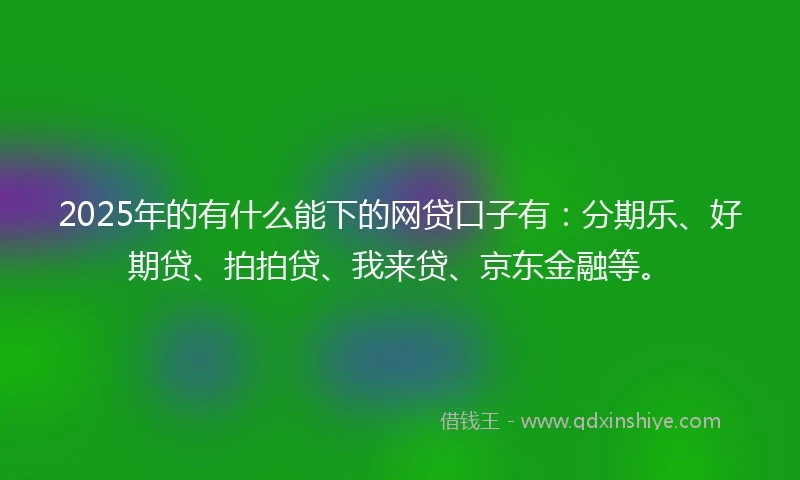 2025年的有什么能下的网贷口子有：分期乐、好期贷、拍拍贷、我来贷、京东金融等。