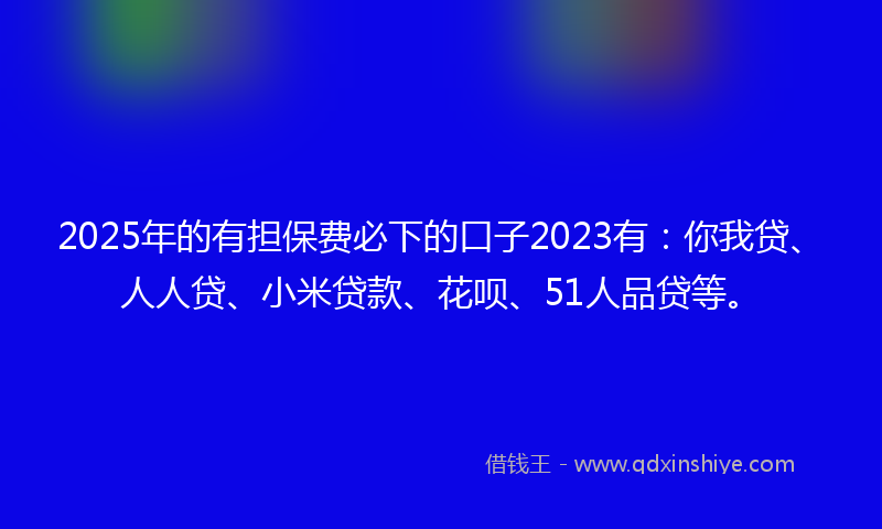 2025年的有担保费必下的口子2023有：你我贷、人人贷、小米贷款、花呗、51人品贷等。