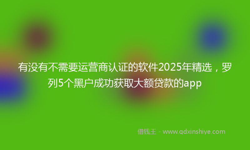 有没有不需要运营商认证的软件2025年精选，罗列5个黑户成功获取大额贷款的app