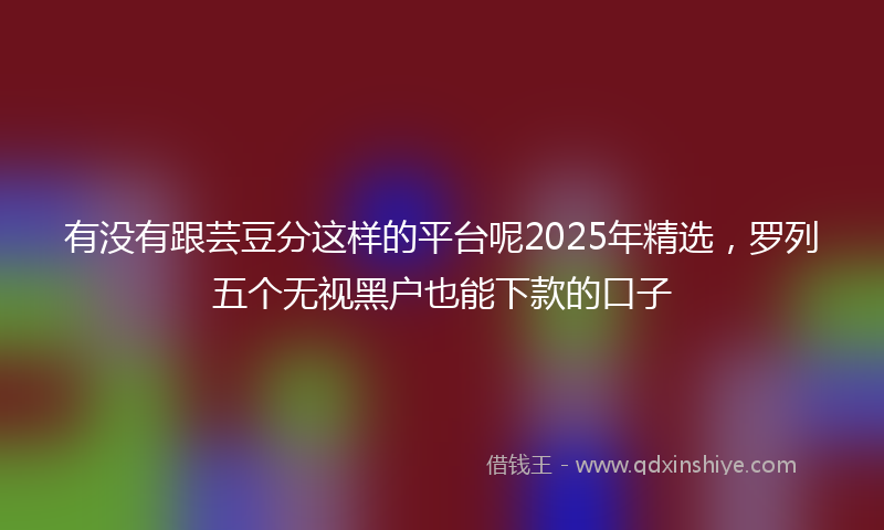 有没有跟芸豆分这样的平台呢2025年精选，罗列五个无视黑户也能下款的口子
