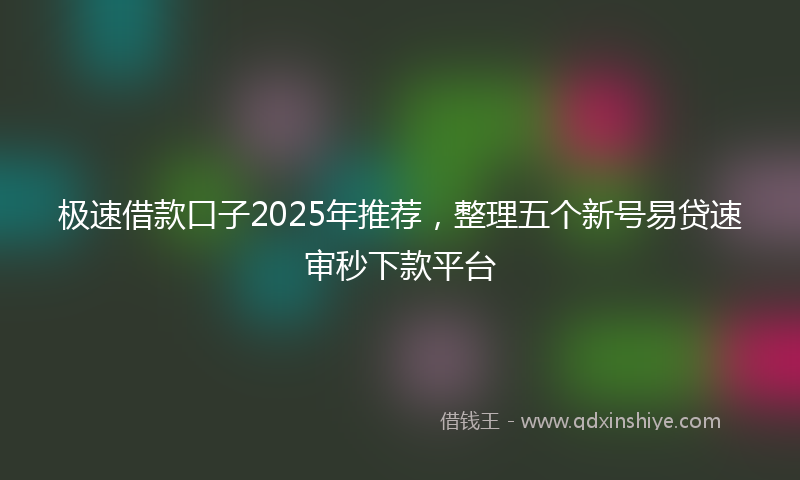 极速借款口子2025年推荐，整理五个新号易贷速审秒下款平台