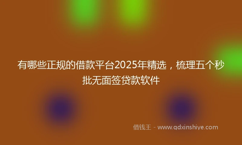 有哪些正规的借款平台2025年精选，梳理五个秒批无面签贷款软件