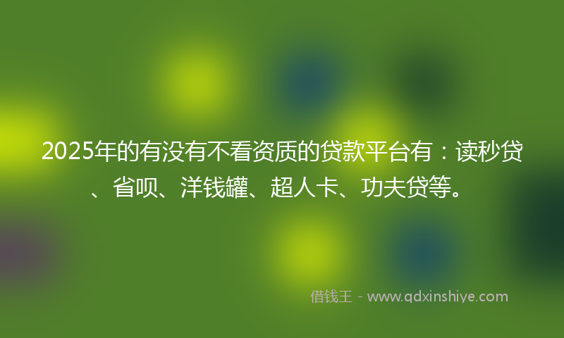 2025年的有没有不看资质的贷款平台有：读秒贷、省呗、洋钱罐、超人卡、功夫贷等。
