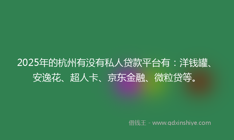 2025年的杭州有没有私人贷款平台有：洋钱罐、安逸花、超人卡、京东金融、微粒贷等。