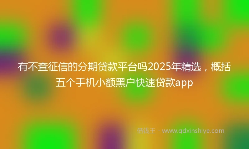 有不查征信的分期贷款平台吗2025年精选，概括五个手机小额黑户快速贷款app