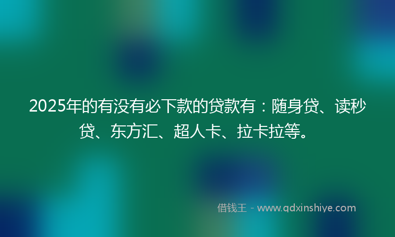 2025年的有没有必下款的贷款有：随身贷、读秒贷、东方汇、超人卡、拉卡拉等。