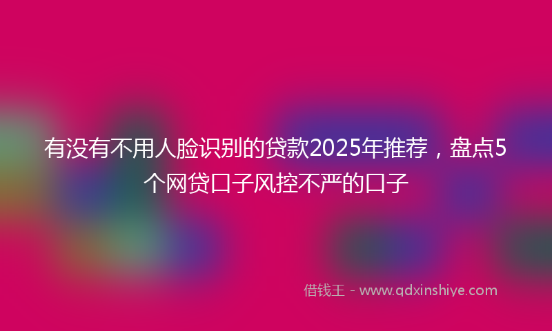 有没有不用人脸识别的贷款2025年推荐，盘点5个网贷口子风控不严的口子