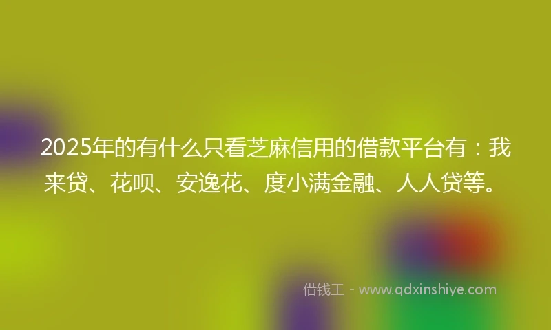 2025年的有什么只看芝麻信用的借款平台有：我来贷、花呗、安逸花、度小满金融、人人贷等。