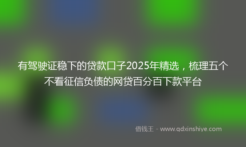 有驾驶证稳下的贷款口子2025年精选，梳理五个不看征信负债的网贷百分百下款平台