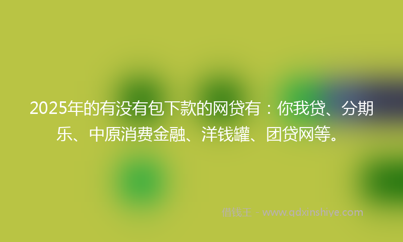 2025年的有没有包下款的网贷有：你我贷、分期乐、中原消费金融、洋钱罐、团贷网等。