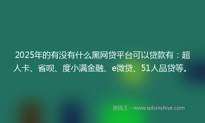 2025年的有没有什么黑网贷平台可以贷款有：超人卡、省呗、度小满金融、e微贷、51人品贷等。