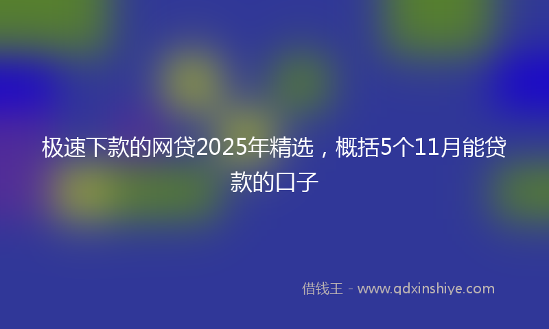极速下款的网贷2025年精选，概括5个11月能贷款的口子