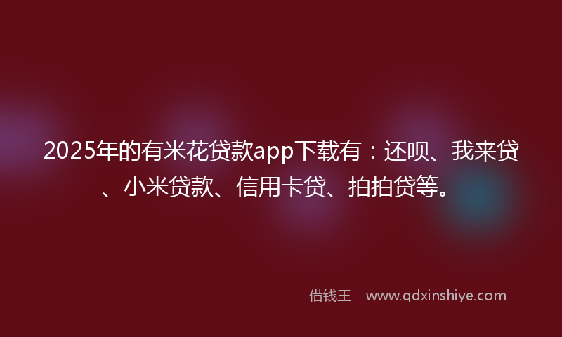 2025年的有米花贷款app下载有：还呗、我来贷、小米贷款、信用卡贷、拍拍贷等。