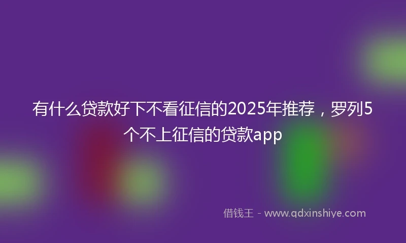 有什么贷款好下不看征信的2025年推荐，罗列5个不上征信的贷款app